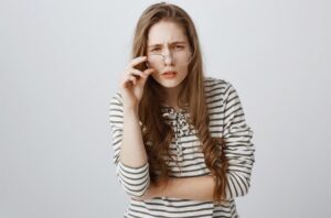unsure girl with bad vision